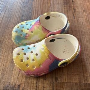 Crocs Toddler Girls Classic Pastel Tie Dye Clog Slip On Size 6C